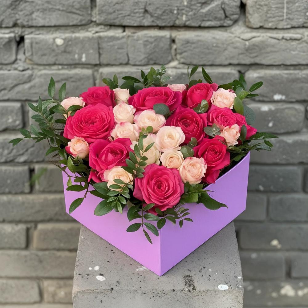 Композиция моя любовь в Больших Вяземах Цветочная композиция из Розы в коробке в Больших Вяземах