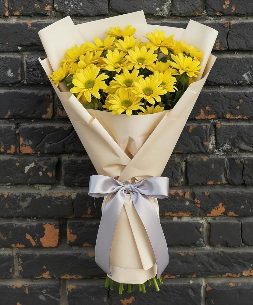 Букет Желтое настроение в Больших Вяземах Букет цветов из: Хризантемы в Больших Вяземах