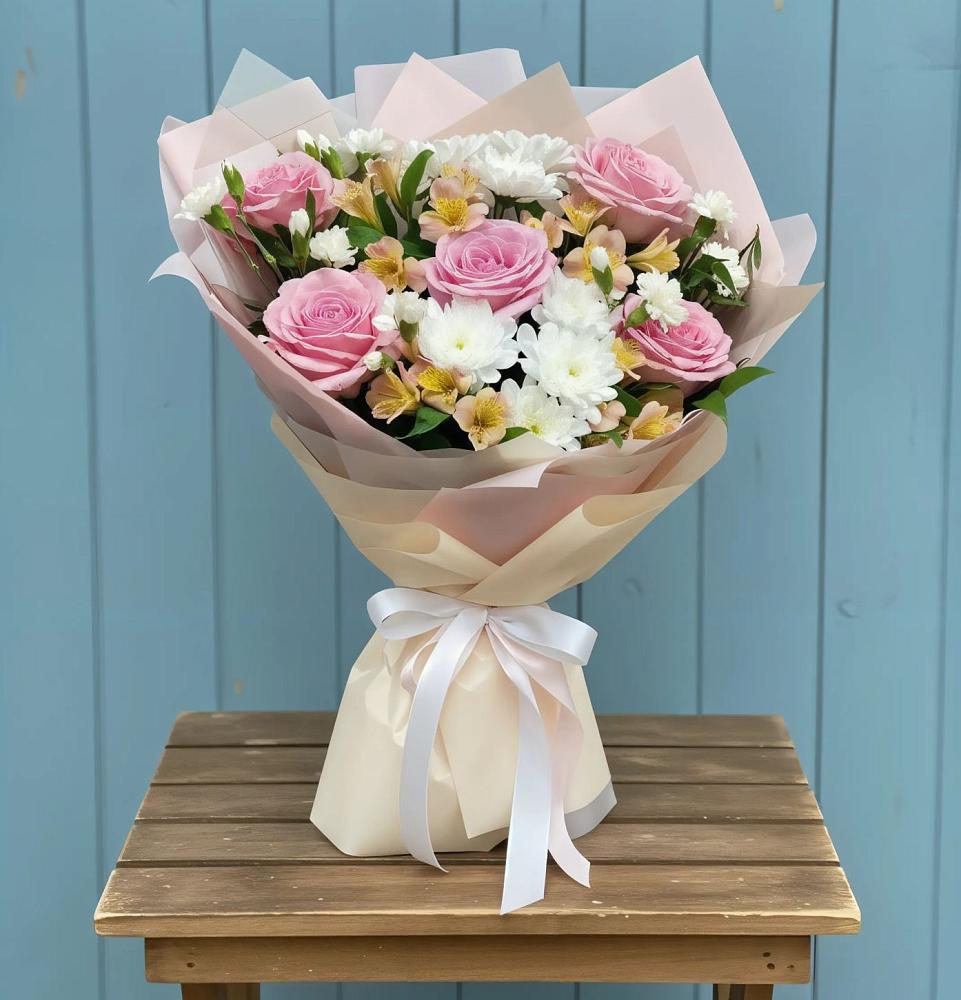 Букет французская меренга в Больших Вяземах Букет цветов из: Гвоздики, Орхидеи и Розы в Больших Вяземах