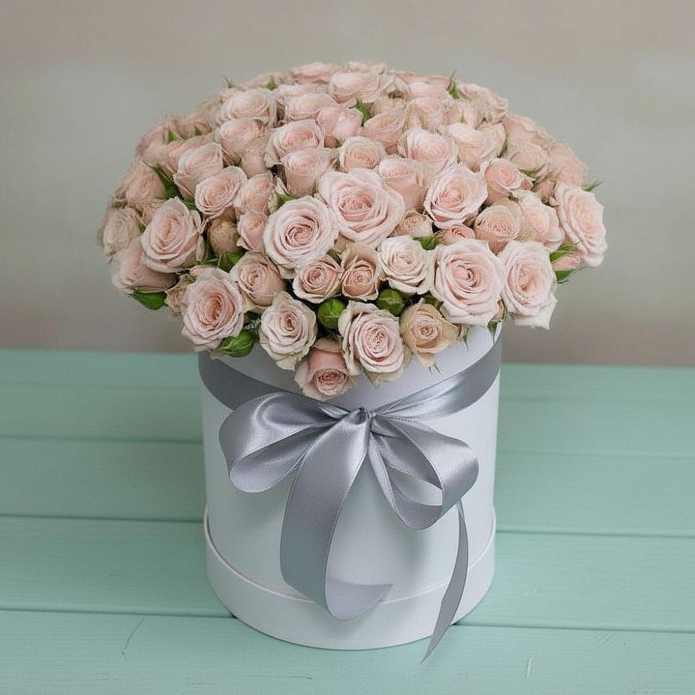 Композиция утонченная красота в Больших Вяземах Цветочная композиция из Розы в шляпной коробке в Больших Вяземах